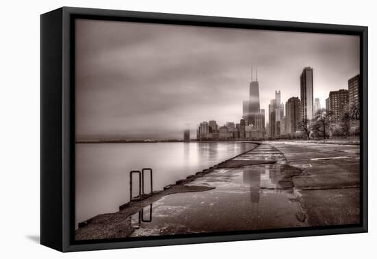 Chicago Foggy Lakefront BW-Steve Gadomski-Framed Premier Image Canvas