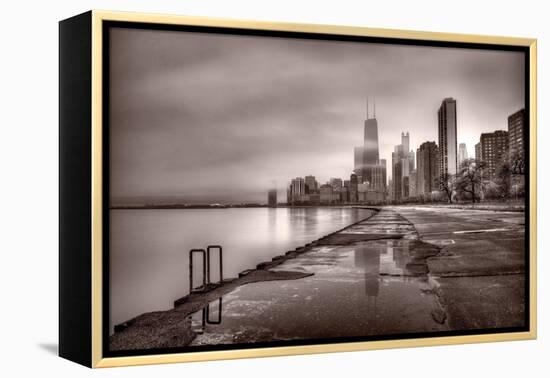 Chicago Foggy Lakefront BW-Steve Gadomski-Framed Premier Image Canvas