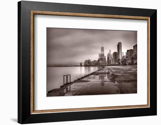 Chicago Foggy Lakefront BW-Steve Gadomski-Framed Photographic Print