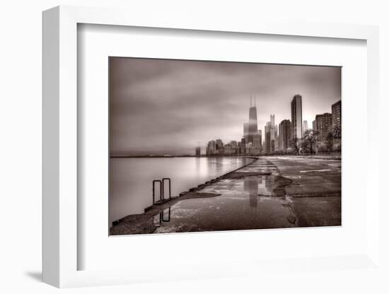 Chicago Foggy Lakefront BW-Steve Gadomski-Framed Photographic Print