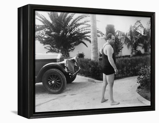 Chicago Gangster Al Capone Wearing a Bathing Suit at His Florida Home-null-Framed Stretched Canvas