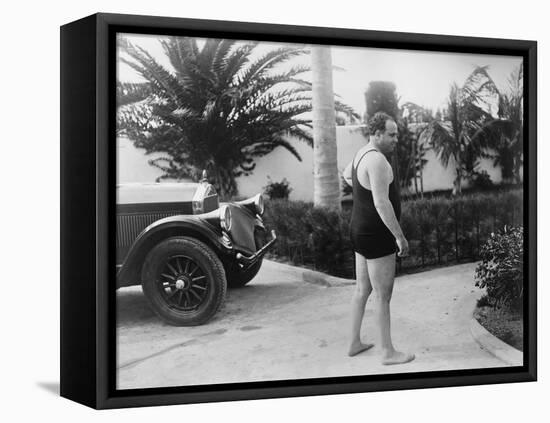 Chicago Gangster Al Capone Wearing a Bathing Suit at His Florida Home-null-Framed Stretched Canvas