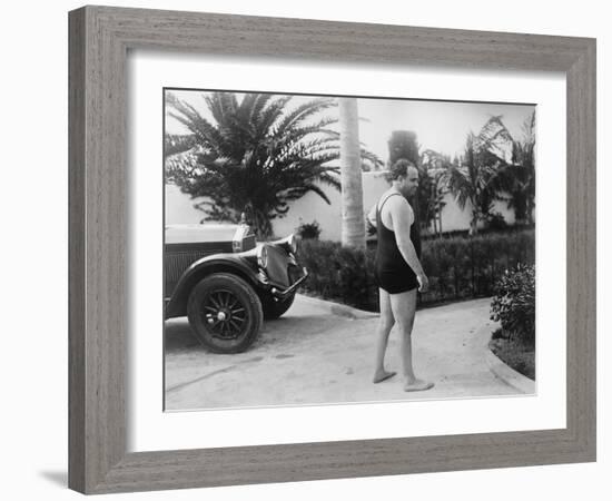 Chicago Gangster Al Capone Wearing a Bathing Suit at His Florida Home-null-Framed Photo