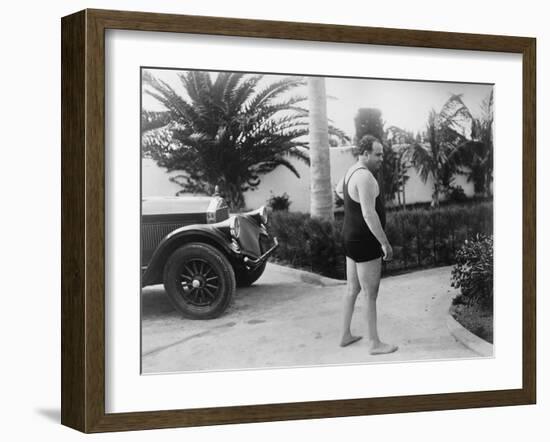 Chicago Gangster Al Capone Wearing a Bathing Suit at His Florida Home-null-Framed Photo