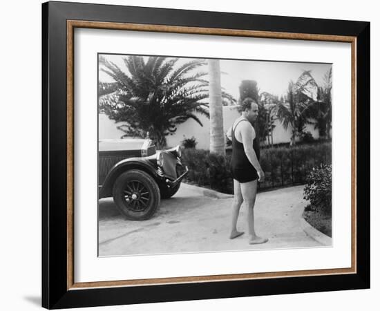 Chicago Gangster Al Capone Wearing a Bathing Suit at His Florida Home-null-Framed Photo