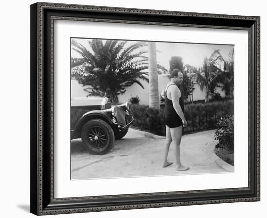 Chicago Gangster Al Capone Wearing a Bathing Suit at His Florida Home-null-Framed Photo