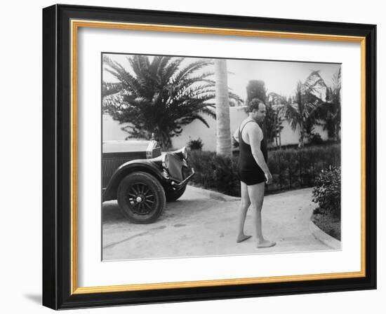 Chicago Gangster Al Capone Wearing a Bathing Suit at His Florida Home-null-Framed Photo