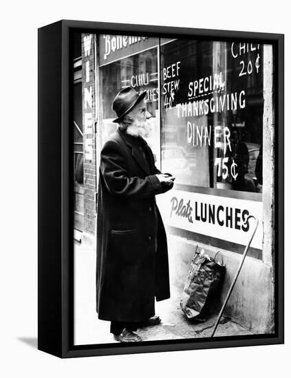 Chicago Homeless Man on Thanksgiving, 1952-null-Framed Stretched Canvas