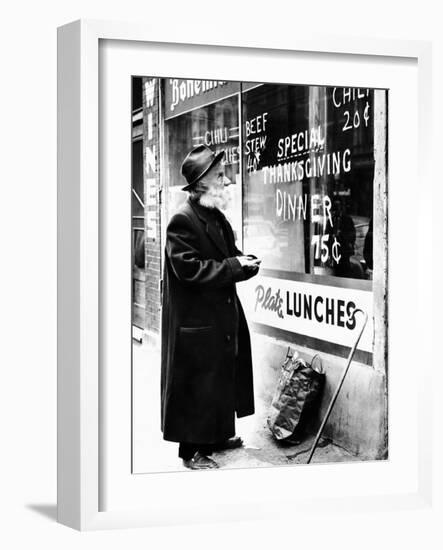 Chicago Homeless Man on Thanksgiving, 1952-null-Framed Photo