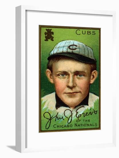 Chicago, IL, Chicago Cubs, John J. Evers, Baseball Card-Lantern Press-Framed Art Print