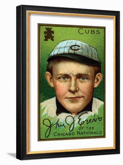 Chicago, IL, Chicago Cubs, John J. Evers, Baseball Card-Lantern Press-Framed Art Print