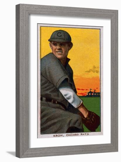 Chicago, IL, Chicago Cubs, Rube Kroh, Baseball Card-Lantern Press-Framed Art Print