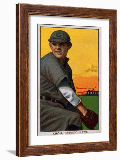 Chicago, IL, Chicago Cubs, Rube Kroh, Baseball Card-Lantern Press-Framed Art Print