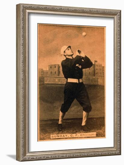 Chicago, IL, Chicago White Stockings, Billy Sunday, Baseball Card-Lantern Press-Framed Art Print