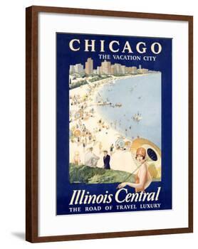Chicago Illinois Central Train-null-Framed Giclee Print