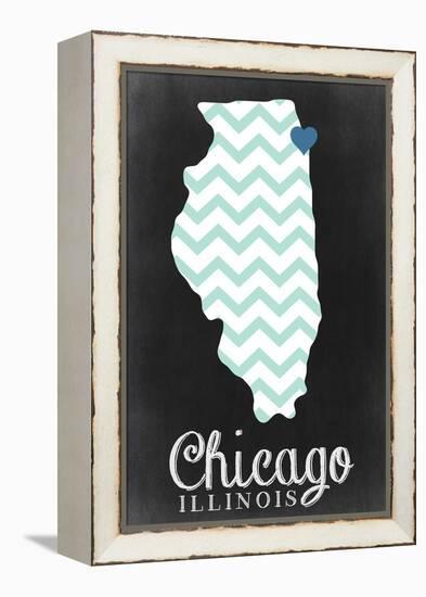 Chicago, Illinois - Chalkboard-Lantern Press-Framed Stretched Canvas