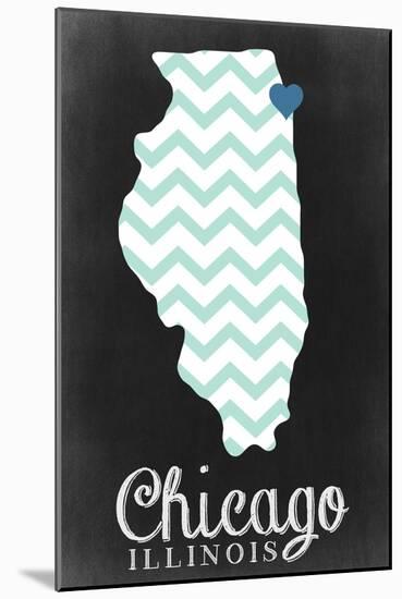 Chicago, Illinois - Chalkboard-Lantern Press-Mounted Art Print