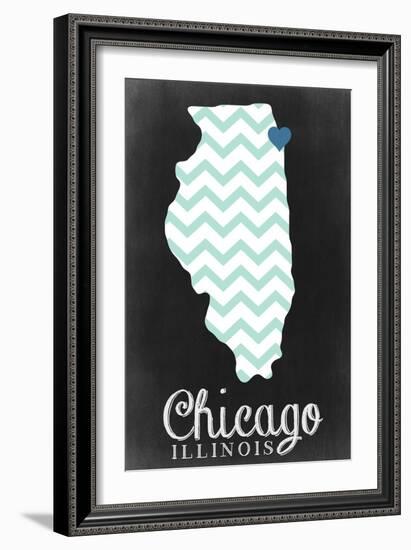 Chicago, Illinois - Chalkboard-Lantern Press-Framed Art Print