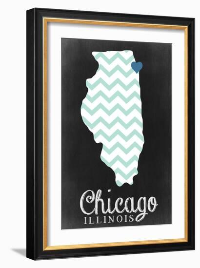 Chicago, Illinois - Chalkboard-Lantern Press-Framed Art Print