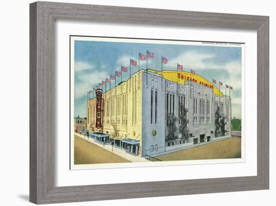 Chicago, Illinois - Chicago Stadium Exterior View-Lantern Press-Framed Premium Giclee Print