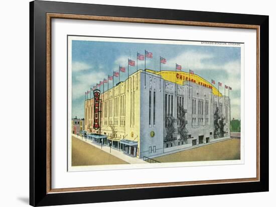 Chicago, Illinois - Chicago Stadium Exterior View-Lantern Press-Framed Premium Giclee Print