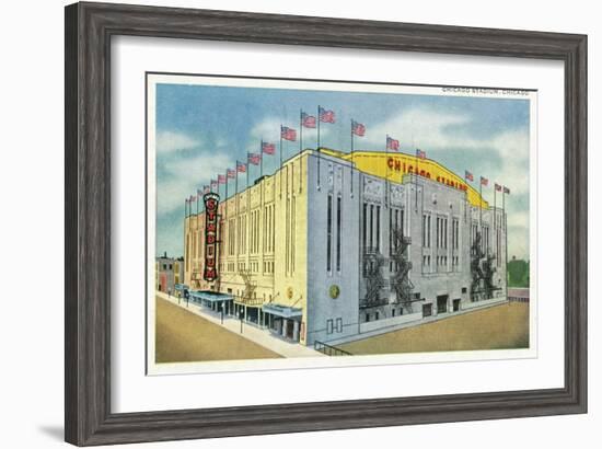 Chicago, Illinois - Chicago Stadium Exterior View-Lantern Press-Framed Art Print