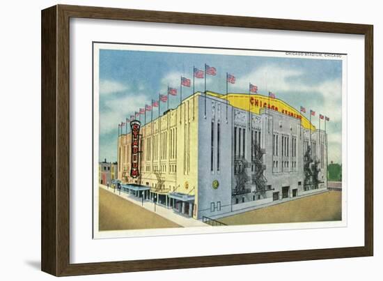 Chicago, Illinois - Chicago Stadium Exterior View-Lantern Press-Framed Art Print