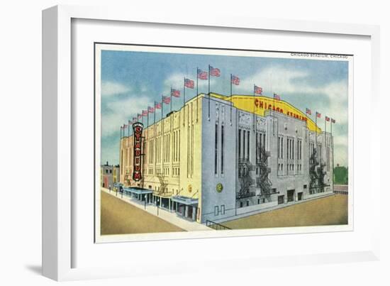 Chicago, Illinois - Chicago Stadium Exterior View-Lantern Press-Framed Art Print