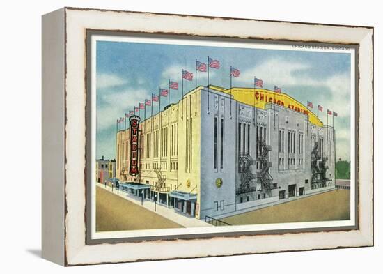 Chicago, Illinois - Chicago Stadium Exterior View-Lantern Press-Framed Stretched Canvas