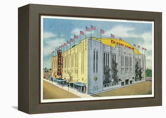 Chicago, Illinois - Chicago Stadium Exterior View-Lantern Press-Framed Stretched Canvas