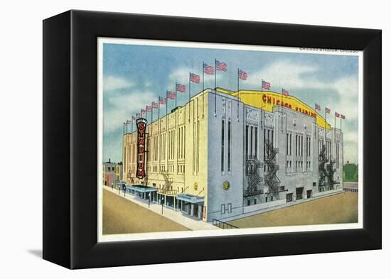 Chicago, Illinois - Chicago Stadium Exterior View-Lantern Press-Framed Stretched Canvas