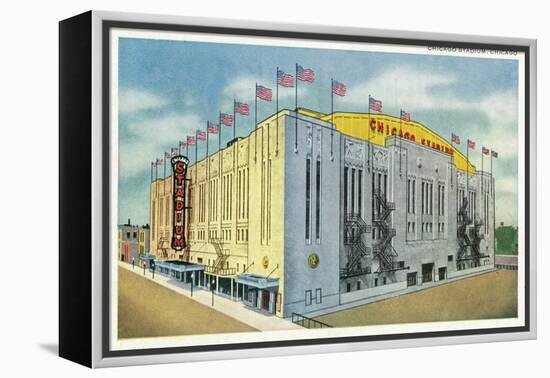 Chicago, Illinois - Chicago Stadium Exterior View-Lantern Press-Framed Stretched Canvas