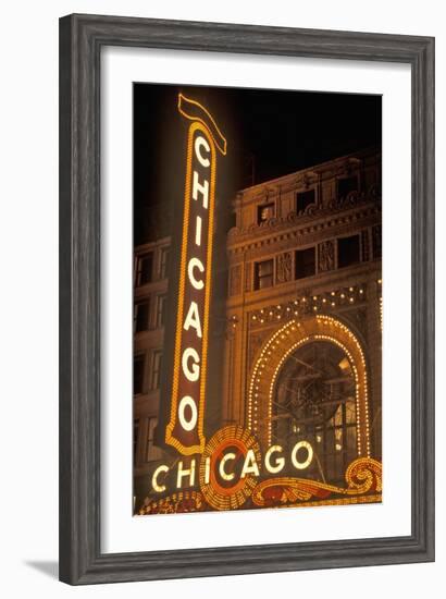 Chicago, Illinois - Chicago Theatre-Lantern Press-Framed Art Print