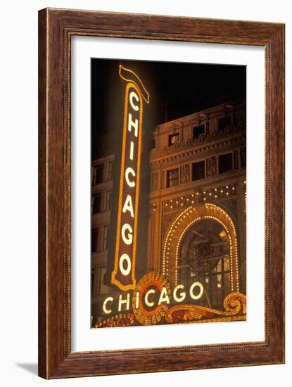 Chicago, Illinois - Chicago Theatre-Lantern Press-Framed Art Print