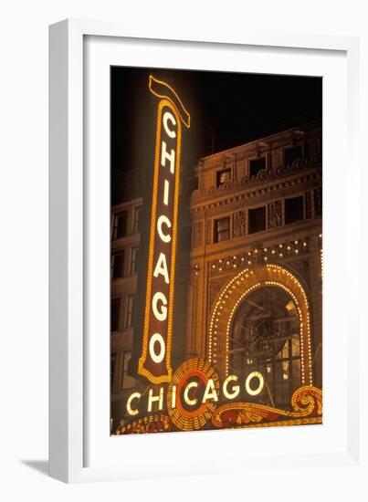 Chicago, Illinois - Chicago Theatre-Lantern Press-Framed Art Print