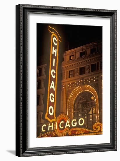 Chicago, Illinois - Chicago Theatre-Lantern Press-Framed Art Print