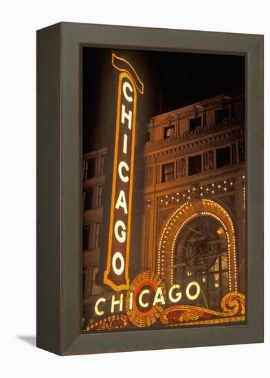 Chicago, Illinois - Chicago Theatre-Lantern Press-Framed Stretched Canvas