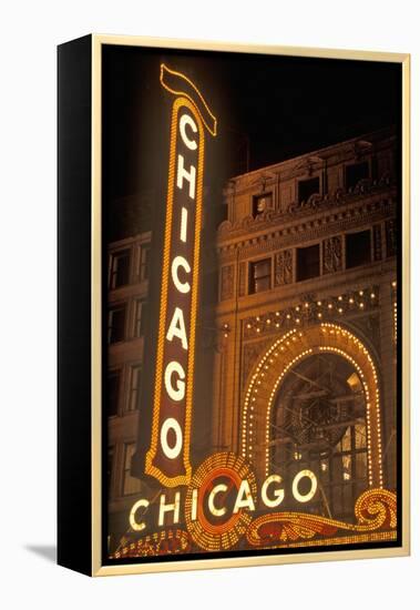 Chicago, Illinois - Chicago Theatre-Lantern Press-Framed Stretched Canvas