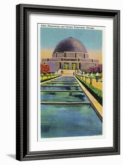 Chicago, Illinois, Exterior View of the Adler Planetarium and Terrazo Promenade-Lantern Press-Framed Art Print