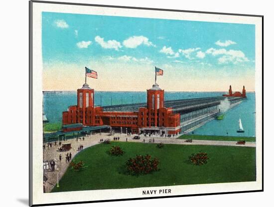Chicago, Illinois, General View of the Navy Pier-Lantern Press-Mounted Art Print