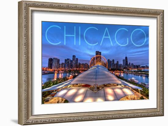 Chicago, Illinois - Navy Pier and Skyline-Lantern Press-Framed Art Print