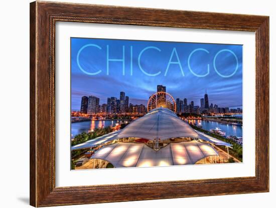 Chicago, Illinois - Navy Pier and Skyline-Lantern Press-Framed Art Print