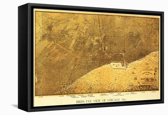 Chicago, Illinois - Panoramic Map No. 1-Lantern Press-Framed Stretched Canvas