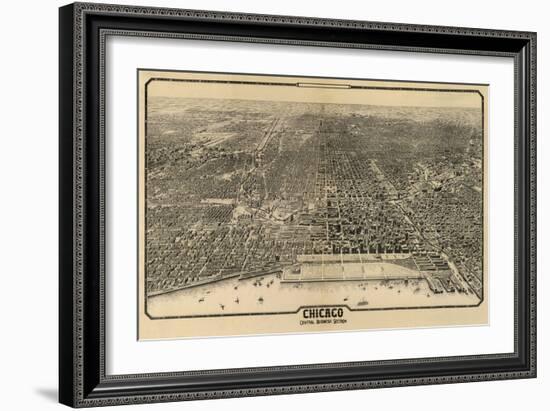Chicago, Illinois - Panoramic Map No. 1-Lantern Press-Framed Art Print