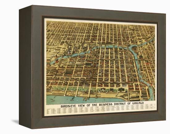 Chicago, Illinois - Panoramic Map-Lantern Press-Framed Stretched Canvas