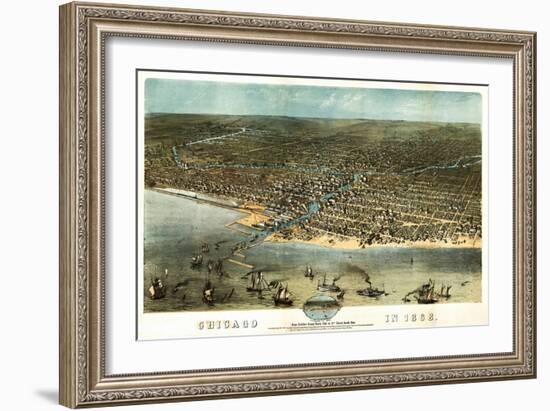 Chicago, Illinois - Panoramic Map-Lantern Press-Framed Art Print