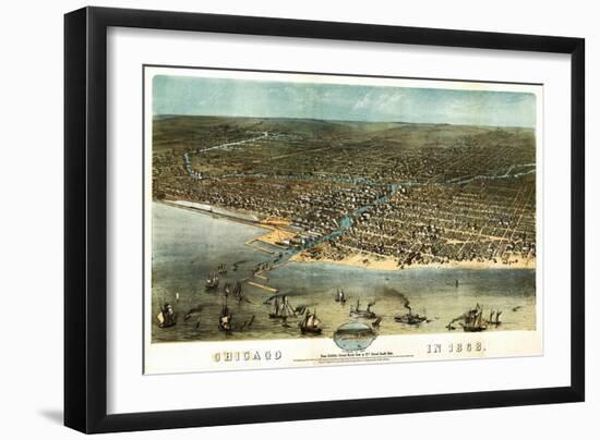 Chicago, Illinois - Panoramic Map-Lantern Press-Framed Art Print