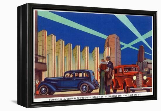 Chicago, Illinois - Science Hall at World's Fair-Lantern Press-Framed Stretched Canvas