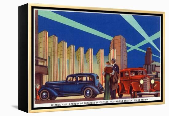 Chicago, Illinois - Science Hall at World's Fair-Lantern Press-Framed Stretched Canvas