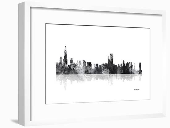 Chicago Illinois Skyline BG 1-Marlene Watson-Framed Premium Giclee Print